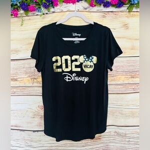Disney Black Gold Minnie Mouse Vacay  2020 Short Sleeve Crew Neck T-Shirt Sz L
